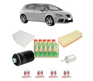 Set Pachet filtre revizie Bosch, 5 litrii ulei Castrol 5W30 SEAT LEON (1P1) 1.8 TSI din 2007-2012, 4x Stickere auto cu SEAT - Img 2