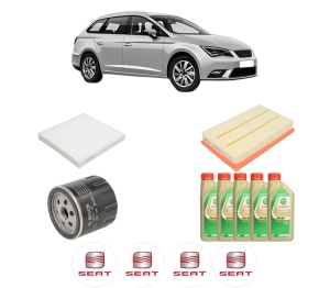 Set Pachet filtre revizie Bosch, 5 litrii ulei Castrol 5W30 SEAT LEON ST (5F8) 1.5 TSI din 2018-2020, 4x Stickere auto cu SEAT - Img 2