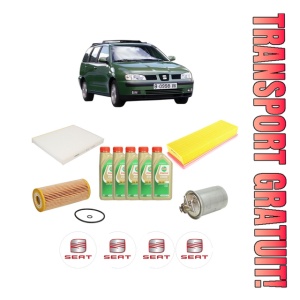Set Pachet filtre revizie Bosch, 5 litrii ulei Castrol 5W30 SEAT CORDOBA VARIO Estate Van (6K5) 1.9 TDI din 2000-2002, 4x Stickere auto cu SEAT
