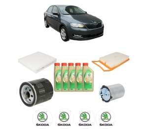 Set Pachet filtre revizie Bosch, 5 litrii ulei Castrol 5W30 SKODA RAPID (NH3, NK3, NK6) 1.4 TDI din 2015-2019, 4x Stickere auto cu SKODA - Img 2