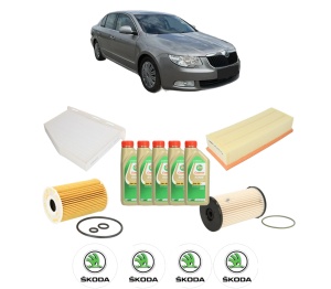 Set Pachet filtre revizie Bosch, 5 litrii ulei Castrol 5W30 SKODA SUPERB II (3T4) 2.0 TDI 16V 4x4 din 2010-2015, 4x Stickere auto cu SKODA - Img 2