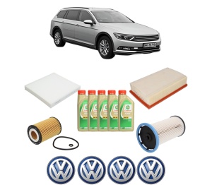 Set Pachet filtre revizie Bosch, 5 litrii ulei Castrol 5W30 Volkswagen PASSAT ALLTRACK B8 Variant (3G5, CB5) 2.0 TDI 4motion din 2015-2016, 4x Stickere auto cu Volkswagen - Img 2