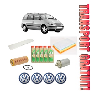 Set Pachet filtre revizie Bosch, 5 litrii ulei Castrol 5W30 Volkswagen SHARAN (7M8, 7M9, 7M6) 1.9 TDI din 2000-2010, 4x Stickere auto cu Volkswagen