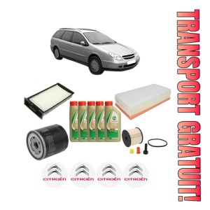 Set Pachet filtre revizie Bosch, 5 litrii ulei Castrol 5W40 CITROEN C5 I Break (DE_) 2.2 HDi (DE4HXB, DE4HXE) din 2001-2004, 4x Stickere auto cu CITROEN