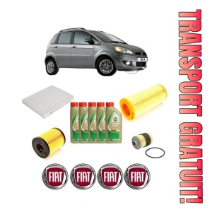 Set Pachet filtre revizie Bosch, 5 litrii ulei Castrol 5W40 FIAT IDEA (350_) 1.9 JTD din 2004, 4x Stickere auto cu FIAT