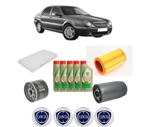 Set Pachet filtre revizie Bosch, 5 litrii ulei Castrol 5W40 LANCIA LYBRA (839_) 1.9 JTD (839.AXI1A, 839.AXN1A, 839.CXL1A) din 2001-2005, 4x Stickere auto cu LANCIA - Img 2