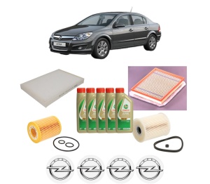 Set Pachet filtre revizie Bosch, 5 litrii ulei Castrol 5W40 OPEL ASTRA H Saloon (A04) 1.7 CDTi (L69) din 2007-2010, 4x Stickere auto cu OPEL - Img 2