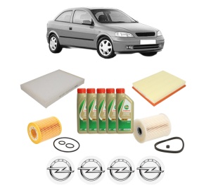 Set Pachet filtre revizie Bosch, 5 litrii ulei Castrol 5W40 OPEL ASTRA G Hatchback (T98) 1.7 DTI 16V (F08, F48) din 2000-2005, 4x Stickere auto cu OPEL - Img 2