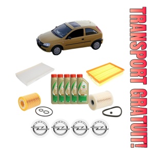 Set Pachet filtre revizie Bosch, 5 litrii ulei Castrol 5W40 OPEL CORSA C (X01) 1.7 DI (F08, F68) din 2000-2009, 4x Stickere auto cu OPEL