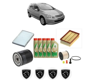 Set Pachet filtre revizie Bosch, 5 litrii ulei Castrol 5W40 PEUGEOT 307 SW Estate Van (3E_, 3H_) 2.0 HDi din 2003-2008, 4x Stickere auto cu PEUGEOT - Img 2