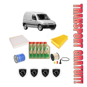 Set Pachet filtre revizie Bosch, 5 litrii ulei Castrol 5W40 PEUGEOT PARTNER Box Body/MPV (5_, G_) 2.0 HDi din 2000-2008, 4x Stickere auto cu PEUGEOT