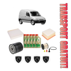 Set Pachet filtre revizie Bosch, 5 litrii ulei Castrol 5W40 PEUGEOT PARTNER Box Body/MPV (5_, G_) 2.0 HDi 4x4 din 2004-2005, 4x Stickere auto cu PEUGEOT