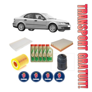 Set Pachet filtre revizie Bosch, 5 litrii ulei Castrol 5W40 SAAB 9-3 (YS3F, E79, D79, D75) 1.9 TiD din 2004-2015, 4x Stickere auto cu SAAB