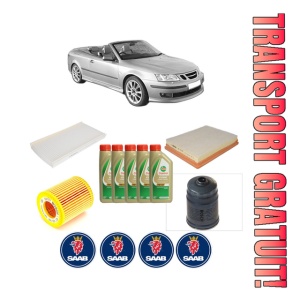 Set Pachet filtre revizie Bosch, 5 litrii ulei Castrol 5W40 SAAB 9-3 Convertible (YS3F) 1.9 TiD din 2006-2015, 4x Stickere auto cu SAAB