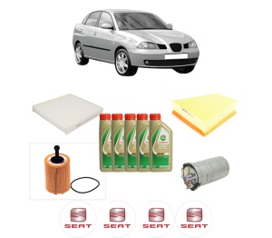 Set Pachet filtre revizie Bosch, 5 litrii ulei Castrol 5W40 SEAT CORDOBA (6L2) 1.9 TDI din 2002-2009, 4x Stickere auto cu SEAT - Img 2