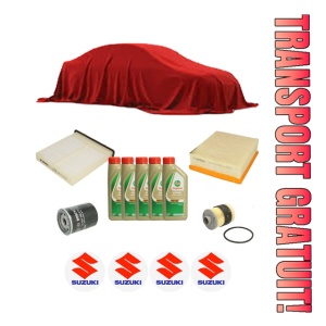 Set Pachet filtre revizie Bosch, 5 litrii ulei Castrol 5W40 SUZUKI SX4 (EY, GY) 1.9 DDiS 4x4 (RW419D) din 2006, 4x Stickere auto cu SUZUKI