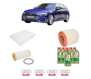 Set Pachet filtre revizie Bosch, 6 litrii ulei Castrol 0W20 AUDI A6 C8 Avant (4A5) 45 TFSI Mild Hybrid din 2020, 4x Stickere auto cu AUDI - Img 2