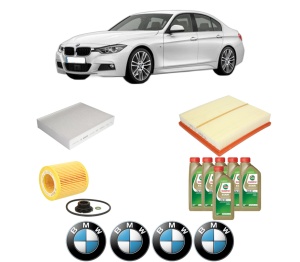 Set Pachet filtre revizie Bosch, 6 litrii ulei Castrol 0W20 BMW Seria 3 (F30, F80) 320 i xDrive din 2012-2018, 4x Stickere auto cu BMW - Img 2