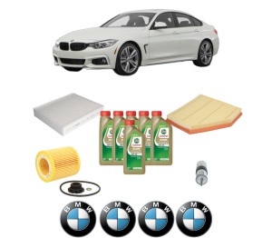 Set Pachet filtre revizie Bosch, 6 litrii ulei Castrol 0W20 BMW Seria 3 Gran Turismo (F34) 320 i din 2016, 4x Stickere auto cu BMW - Img 2