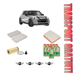 Set Pachet filtre revizie Bosch, 6 litrii ulei Castrol 0W20 MINI MINI (F56) John Cooper Works GP din 2020, 4x Stickere auto cu MINI