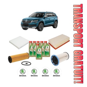 Set Pachet filtre revizie Bosch, 6 litrii ulei Castrol 0W20 SKODA KODIAQ I (NS6, NS7, NV7) 2.0 TDI 4x4 din 2016, 4x Stickere auto cu SKODA