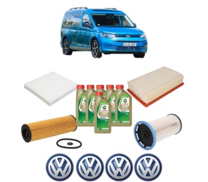 Set Pachet filtre revizie Bosch, 6 litrii ulei Castrol 0W20 Volkswagen CADDY CALIFORNIA V Camper (SBB, SBJ) 2.0 TDi BMT din 2020, 4x Stickere auto cu Volkswagen - Img 2