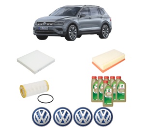 Set Pachet filtre revizie Bosch, 6 litrii ulei Castrol 0W20 Volkswagen TIGUAN ALLSPACE (BW2, BJ2) 2.0 TSI 4motion din 2020, 4x Stickere auto cu Volkswagen - Img 2