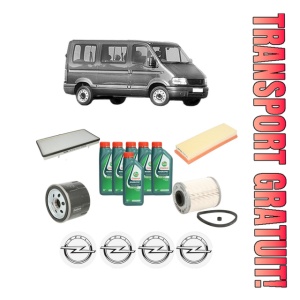 Set Pachet filtre revizie Bosch, 6 litrii ulei Castrol 10W40 OPEL MOVANO A Bus (X70) 1.9 DTI (JD) din 2000-2001, 4x Stickere auto cu OPEL