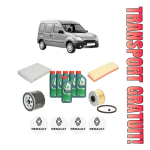 Set Pachet filtre revizie Bosch, 6 litrii ulei Castrol 10W40 RENAULT KANGOO (KC0/1_) 1.9 dTi (KC0U) din 2000, 4x Stickere auto cu RENAULT