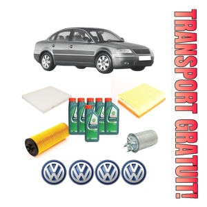 Set Pachet filtre revizie Bosch, 6 litrii ulei Castrol 10W40 Volkswagen PASSAT B5.5 (3B3) 2.5 TDI din 2000-2005, 4x Stickere auto cu Volkswagen