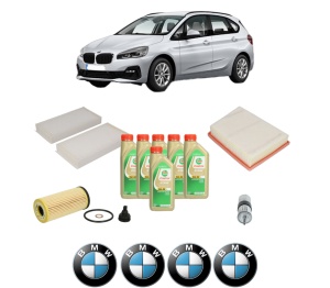 Set Pachet filtre revizie Bosch, 6 litrii ulei Castrol 5W30 BMW Seria 2 Active Tourer (F45) 225 i din 2013-2019, 4x Stickere auto cu BMW - Img 2