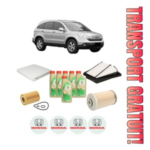 Set Pachet filtre revizie Bosch, 6 litrii ulei Castrol 5W30 HONDA CR-V III (RE_) 2.2 i-DTEC 4WD (RE6) din 2007, 4x Stickere auto cu HONDA