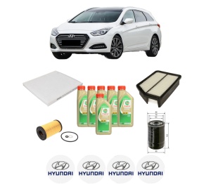 Set Pachet filtre revizie Bosch, 6 litrii ulei Castrol 5W30 HYUNDAI i40 I Kombi Van (VF) 1.7 CRDI din 2015-2019, 4x Stickere auto cu HYUNDAI - Img 2