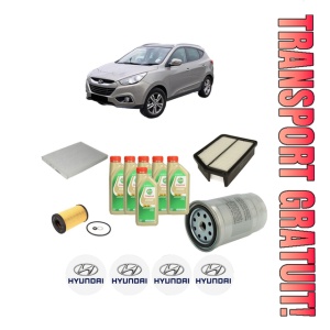 Set Pachet filtre revizie Bosch, 6 litrii ulei Castrol 5W30 HYUNDAI ix35 (LM, EL, ELH) 1.7 CRDi din 2010-2015, 4x Stickere auto cu HYUNDAI