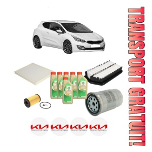 Set Pachet filtre revizie Bosch, 6 litrii ulei Castrol 5W30 KIA PRO CEE'D (JD) 1.4 CRDi 90 din 2013-2018, 4x Stickere auto cu KIA