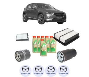 Set Pachet filtre revizie Bosch, 6 litrii ulei Castrol 5W30 MAZDA CX-3 (DK) 1.8 SKYACTIV-D (DK4WS) din 2018, 4x Stickere auto cu MAZDA - Img 2