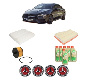 Set Pachet filtre revizie Bosch, 6 litrii ulei Castrol 5W30 MERCEDES-BENZ CLA (C118) CLA 180 (118.384) din 2019, 4x Stickere auto cu MERCEDES-BENZ - Img 2