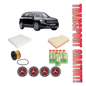 Set Pachet filtre revizie Bosch, 6 litrii ulei Castrol 5W30 MERCEDES-BENZ GLB (X247) GLB 180 (247.684) din 2020, 4x Stickere auto cu MERCEDES-BENZ