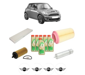 Set Pachet filtre revizie Bosch, 6 litrii ulei Castrol 5W30 MINI MINI (R56) One D din 2010-2013, 4x Stickere auto cu MINI - Img 2