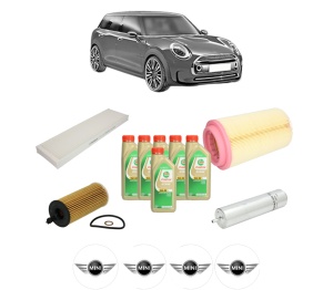 Set Pachet filtre revizie Bosch, 6 litrii ulei Castrol 5W30 MINI MINI CLUBMAN (R55) One D din 2010-2014, 4x Stickere auto cu MINI - Img 2