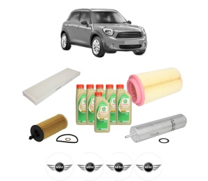 Set Pachet filtre revizie Bosch, 6 litrii ulei Castrol 5W30 MINI MINI COUNTRYMAN (R60) Cooper D din 2010-2016, 4x Stickere auto cu MINI - Img 2