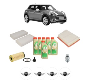 Set Pachet filtre revizie Bosch, 6 litrii ulei Castrol 5W30 MINI MINI (F55) Cooper S JCW din 2014, 4x Stickere auto cu MINI - Img 2