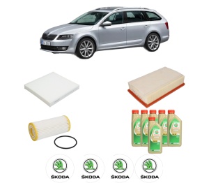 Set Pachet filtre revizie Bosch, 6 litrii ulei Castrol 5W30 SKODA Octavia III Combi (5E5, 5E6) 2.0 TSI RS din 2015-2020, 4x Stickere auto cu SKODA - Img 2
