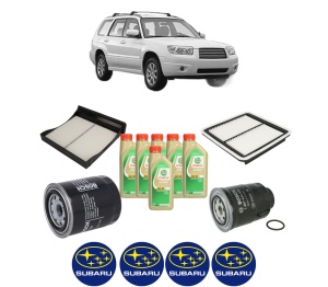Set Pachet filtre revizie Bosch, 6 litrii ulei Castrol 5W30 SUBARU FORESTER (SH_) 2.0 D AWD (SHH, SHD, SHN) din 2008-2013, 4x Stickere auto cu SUBARU - Img 2