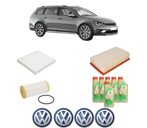 Set Pachet filtre revizie Bosch, 6 litrii ulei Castrol 5W30 Volkswagen GOLF ALLTRACK VII Variant (BA5, BV5) 1.8 TSI 4motion din 2014-2020, 4x Stickere auto cu Volkswagen - Img 2