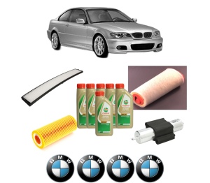 Set Pachet filtre revizie Bosch, 6 litrii ulei Castrol 5W40 BMW Seria 3 Coupe (E46) 320 Cd din 2003-2006, 4x Stickere auto cu BMW - Img 2