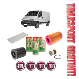 Set Pachet filtre revizie Bosch, 6 litrii ulei Castrol 5W40 FIAT DUCATO Bus (244_) 2.8 JTD 4x4 din 2001-2006, 4x Stickere auto cu FIAT
