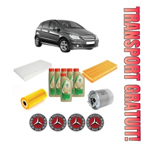 Set Pachet filtre revizie Bosch, 6 litrii ulei Castrol 5W40 MERCEDES-BENZ B-CLASS Sports Tourer (W245) B 180 CDI (245.207) din 2005-2011, 4x Stickere auto cu MERCEDES-BENZ