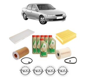 Set Pachet filtre revizie Bosch, 6 litrii ulei Castrol 5W40 OPEL VECTRA B (J96) 2.2 DTI 16V (F19) din 2000-2002, 4x Stickere auto cu OPEL - Img 2