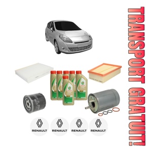 Set Pachet filtre revizie Bosch, 6 litrii ulei Castrol 5W40 RENAULT SCENIC III VAN (JZ0/1_) 1.9 dCi (JZ0J, JZ1J, JZ1K, JZ1S) din 2013-2016, 4x Stickere auto cu RENAULT